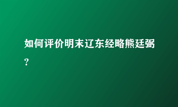 如何评价明末辽东经略熊廷弼？