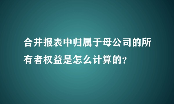 合并报表中归属于母公司的所有者权益是怎么计算的?