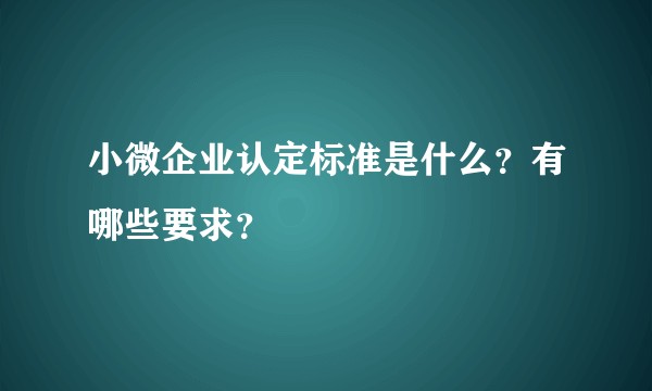 小微企业认定标准是什么？有哪些要求？