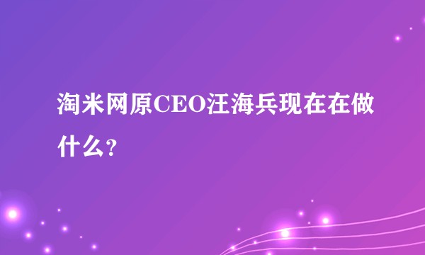 淘米网原CEO汪海兵现在在做什么？