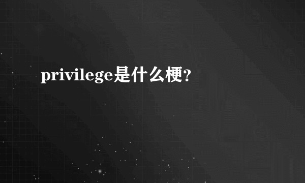 privilege是什么梗？