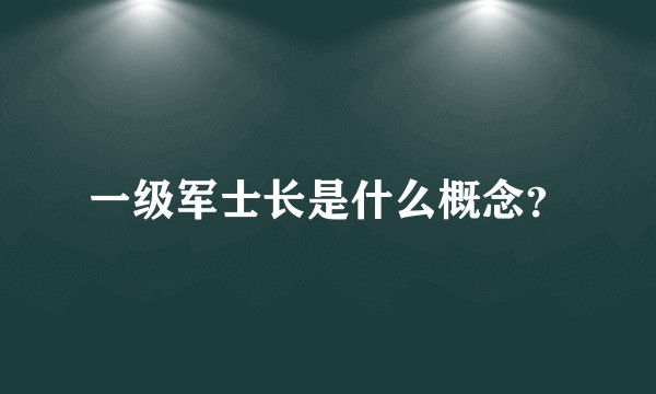 一级军士长是什么概念？