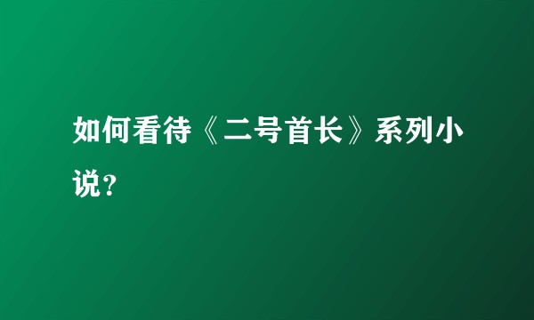 如何看待《二号首长》系列小说？