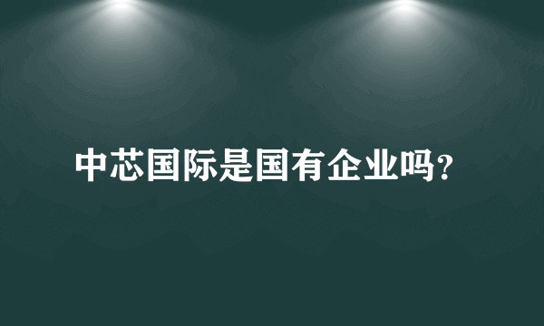 中芯国际是国有企业吗？