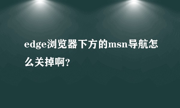 edge浏览器下方的msn导航怎么关掉啊？