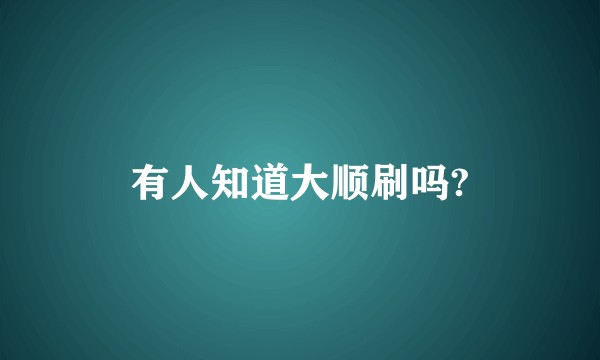 有人知道大顺刷吗?