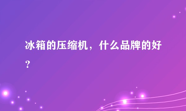 冰箱的压缩机，什么品牌的好？