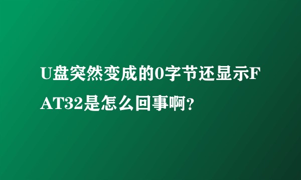 U盘突然变成的0字节还显示FAT32是怎么回事啊？