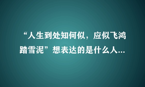 “人生到处知何似，应似飞鸿踏雪泥”想表达的是什么人生态度？能否引申出其他理解？不要翻译。?