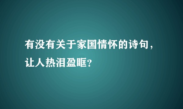 有没有关于家国情怀的诗句，让人热泪盈眶？
