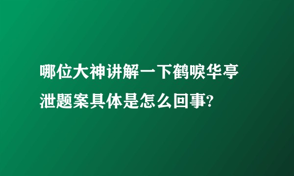 哪位大神讲解一下鹤唳华亭 泄题案具体是怎么回事?