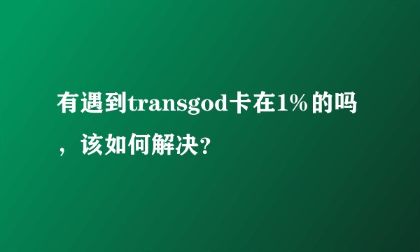 有遇到transgod卡在1%的吗，该如何解决？