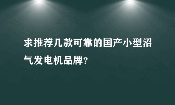 求推荐几款可靠的国产小型沼气发电机品牌？
