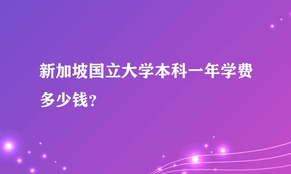 新加坡国立大学本科一年学费多少钱？