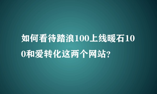 如何看待踏浪100上线暖石100和爱转化这两个网站？