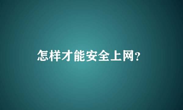怎样才能安全上网？