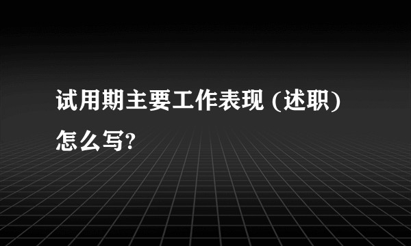 试用期主要工作表现 (述职) 怎么写?
