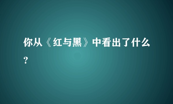 你从《红与黑》中看出了什么？