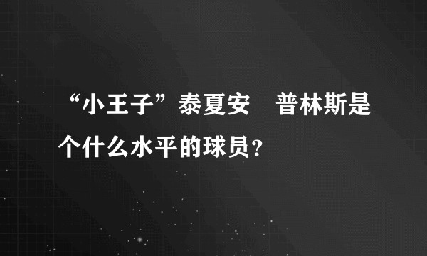 “小王子”泰夏安•普林斯是个什么水平的球员？