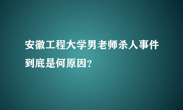 安徽工程大学男老师杀人事件到底是何原因？