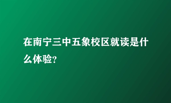 在南宁三中五象校区就读是什么体验？