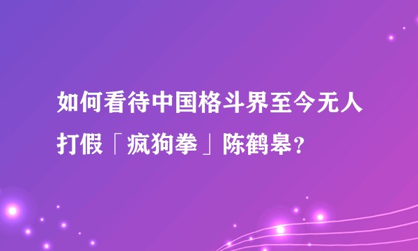 如何看待中国格斗界至今无人打假「疯狗拳」陈鹤皋？