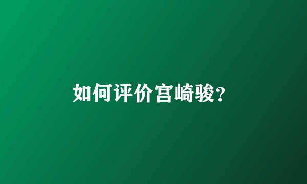 如何评价宫崎骏？