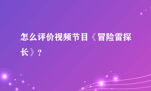 怎么评价视频节目《冒险雷探长》？