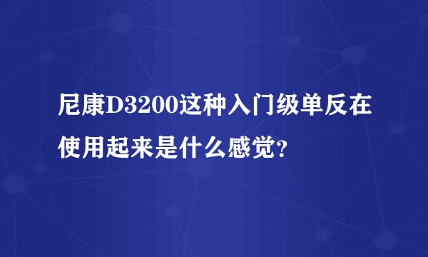 尼康D3200这种入门级单反在使用起来是什么感觉？