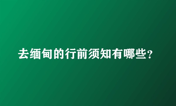 去缅甸的行前须知有哪些？