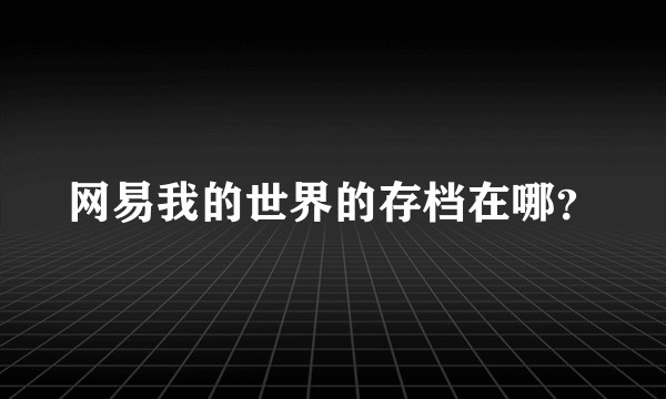 网易我的世界的存档在哪？