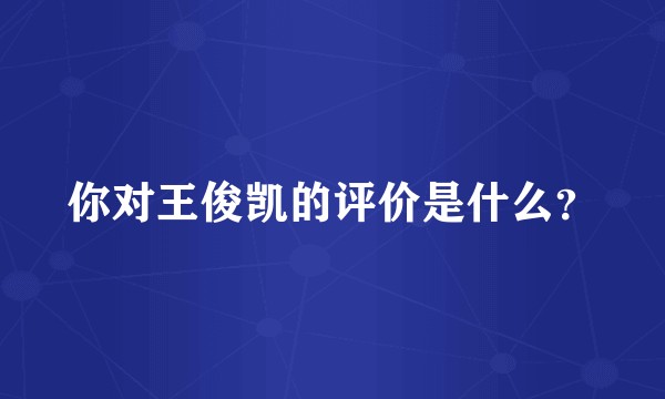 你对王俊凯的评价是什么？