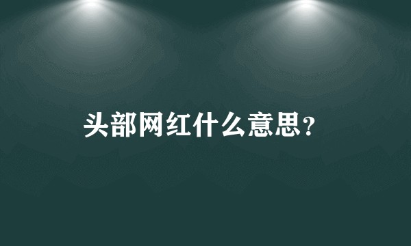 头部网红什么意思？