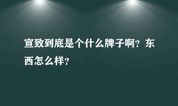 宣致到底是个什么牌子啊？东西怎么样？