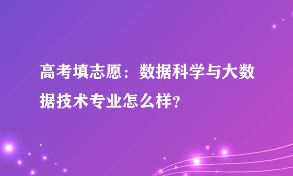 高考填志愿：数据科学与大数据技术专业怎么样？