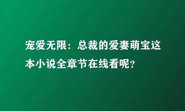宠爱无限：总裁的爱妻萌宝这本小说全章节在线看呢？