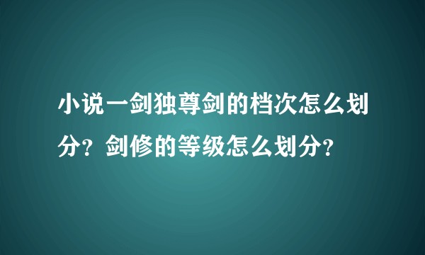 小说一剑独尊剑的档次怎么划分？剑修的等级怎么划分？