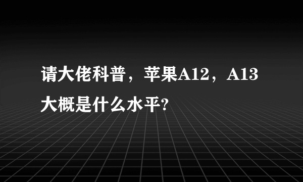 请大佬科普，苹果A12，A13大概是什么水平?