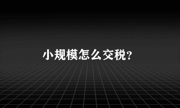 小规模怎么交税？