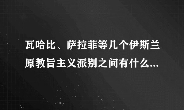 瓦哈比、萨拉菲等几个伊斯兰原教旨主义派别之间有什么区别和联系？