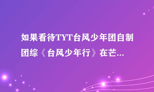如果看待TYT台风少年团自制团综《台风少年行》在芒果TV开播？