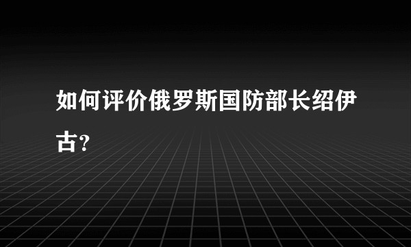 如何评价俄罗斯国防部长绍伊古？