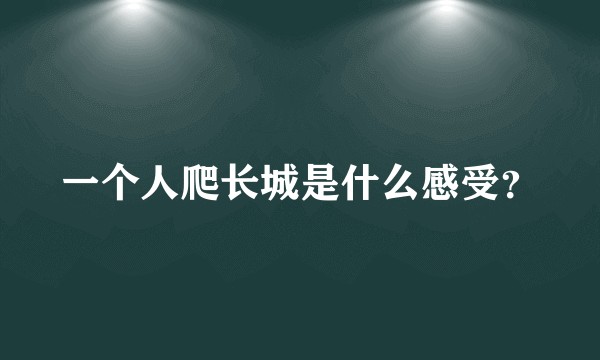 一个人爬长城是什么感受？