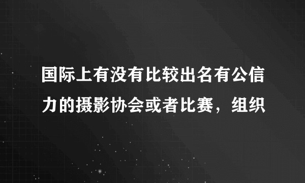 国际上有没有比较出名有公信力的摄影协会或者比赛，组织