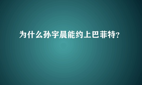 为什么孙宇晨能约上巴菲特？
