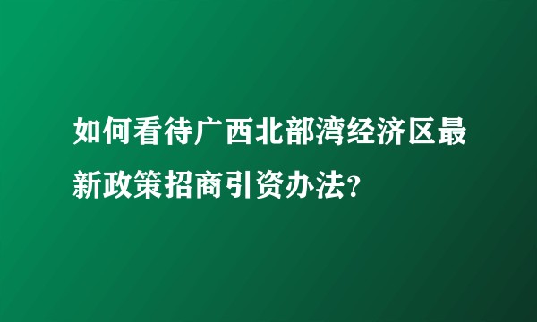 如何看待广西北部湾经济区最新政策招商引资办法？