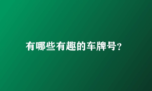 有哪些有趣的车牌号？