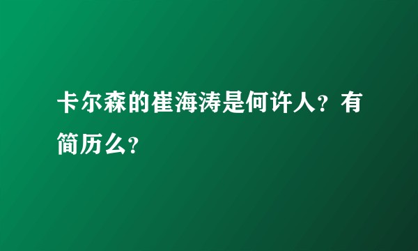 卡尔森的崔海涛是何许人？有简历么？