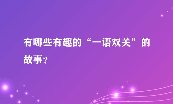 有哪些有趣的“一语双关”的故事？