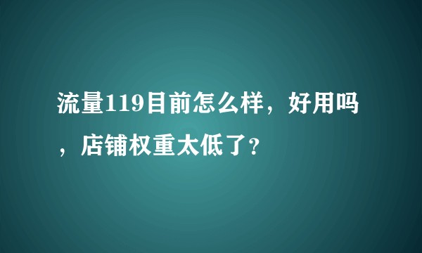 流量119目前怎么样，好用吗，店铺权重太低了？